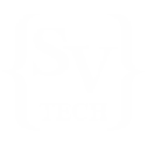 Logo sv tech de la marca color blanco